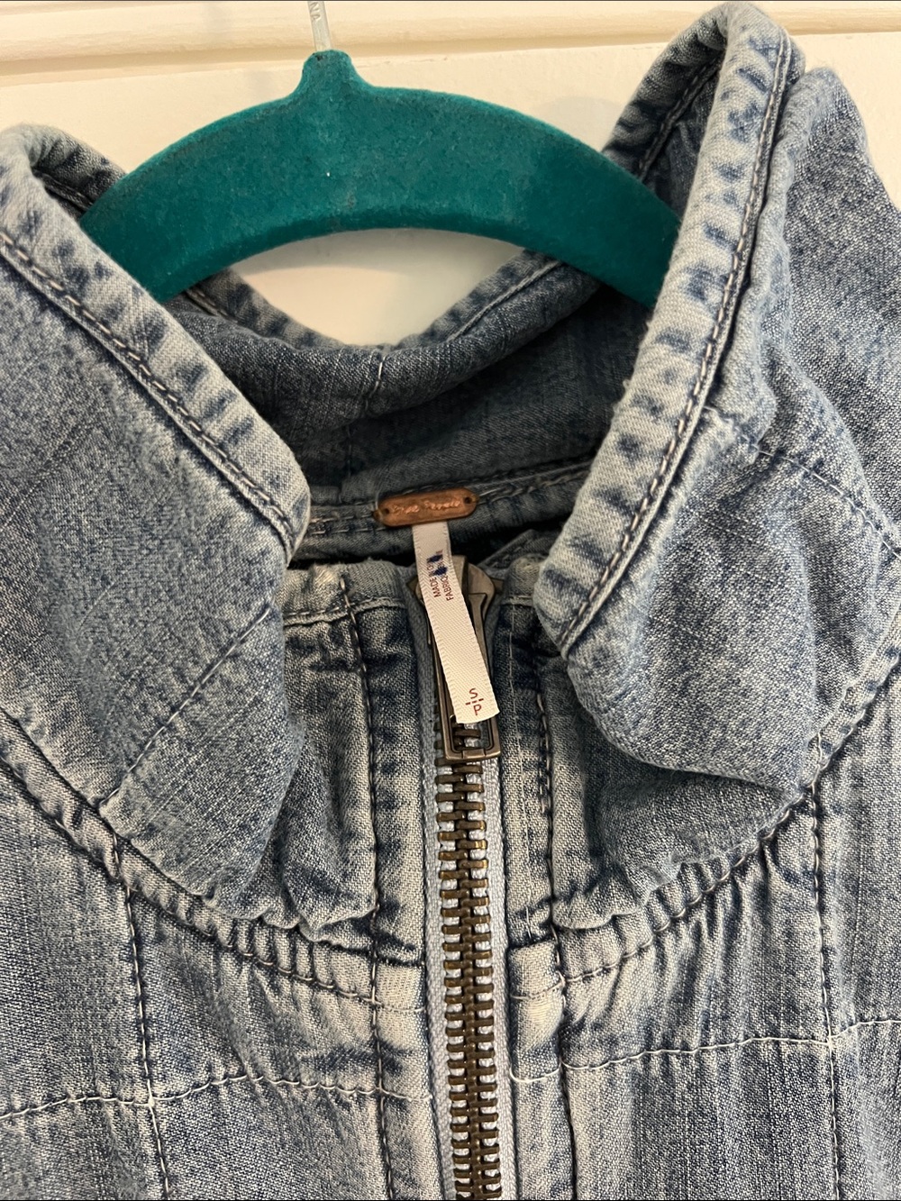 Free People Quilted Light Blue Bomber Jacket - Picture 8 of 11